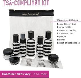 img 2 attached to Miamica Women's TSA Compliant Travel Bottles and Toiletry Bag Kit: 12-Piece Black/Clear Set, Perfect for Jetsetters of All Sizes!