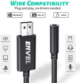 img 3 attached to 🎧 ENVEL USB to 3.5mm Jack Audio Adapter, External Stereo Sound Card for PS4/PS5/PC/Laptop, with Built-in Chip & TRRS 4-Pole Mic Support – USB to Headphone Adapter (Black)