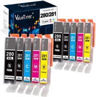 10 pack of valuetoner compatible ink cartridge replacement for canon pgi-280xxl cli-281xxl (280 281) for pixma tr7520 tr8520 ts6120 ts6220 ts6320 ts8120 ts8220 ts9120 ts9520 ts9521c ts702 printer tray logo