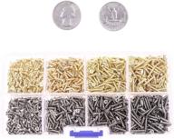 🔩 mini skater m2 micro-screws: cross flat head self-tapping wood screws assortment kit for wooden furniture box hardware accessories (1600pcs, golden and silver) logo