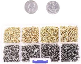 img 1 attached to 🔩 Mini Skater M2 Micro-Screws: Cross Flat Head Self-Tapping Wood Screws Assortment Kit for Wooden Furniture Box Hardware Accessories (1600PCS, Golden and Silver)