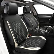 isfc insurfinsport car seat covers - black and white leather car seat covers front seat with 2 car backseat storage on front seat waterproof for most sedan suv truck for ford mazda chevrolet logo