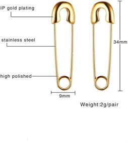 img 3 attached to 📌 BEAUTY CHARM Safety Pin Earrings Stainless Steel Small Hoop Earrings Stud Punk Goth Jewelry Gift Unisex