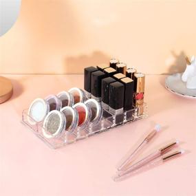 img 1 attached to 💄 Luxspire Clear Acrylic Eyeshadow Organizer - 16 Space Makeup Storage Case for Pots, Eyeshadows, and Mini Highlighter Blushes - Vanity Desk or Drawer Display Container for Beauty Care