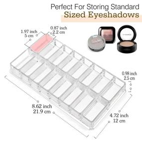 img 3 attached to 💄 Luxspire Clear Acrylic Eyeshadow Organizer - 16 Space Makeup Storage Case for Pots, Eyeshadows, and Mini Highlighter Blushes - Vanity Desk or Drawer Display Container for Beauty Care