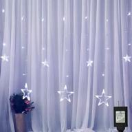 🌟 enhance your festive occasion with kukuder 138led 12 stars curtain string lights - 8 flashing modes, ul plug, indoor/outdoor use for xmas party, wedding, home patio, lawn, garden supplies (white) логотип