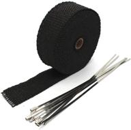 🚗 etopars 5cm x 10m fiberglass roll: ultimate performance black racing exhaust heat header pipe wrap tape sleeve with 6 ties – ideal for cars logo