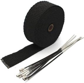 img 4 attached to 🚗 Etopars 5CM X 10M Fiberglass Roll: Ultimate Performance Black Racing Exhaust Heat Header Pipe Wrap Tape Sleeve with 6 Ties – Ideal for Cars