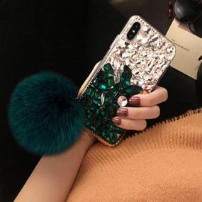 img 3 attached to Glitter Sparkle Fashion Case with Furry Ball Wrist Strap for Samsung Galaxy Note 10 Plus - Cute Case for Women, Crystal Clear Rhinestone TPU Cover for Girls