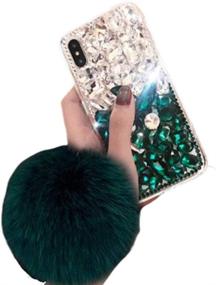img 4 attached to Glitter Sparkle Fashion Case with Furry Ball Wrist Strap for Samsung Galaxy Note 10 Plus - Cute Case for Women, Crystal Clear Rhinestone TPU Cover for Girls