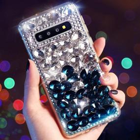 img 2 attached to Glitter Sparkle Fashion Case with Furry Ball Wrist Strap for Samsung Galaxy Note 10 Plus - Cute Case for Women, Crystal Clear Rhinestone TPU Cover for Girls