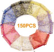 🎁 sheer organza favor bags - 150pcs mixed color drawstring pouches for candy, jewelry, parties, weddings - 4x6 inches logo