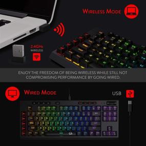 img 1 attached to 🎮 Redragon K596 Vishnu Gaming Keyboard: Wireless/Wired, RGB, 87 Keys, 10 Macro Keys, Wrist Rest, Red Switches