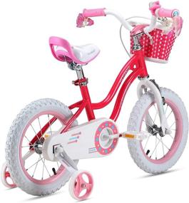 img 2 attached to 🚲 RoyalBaby Stargirl Girls Kids Bike 12 14 16 18 Inch Bicycle 3-9 Years Old with Basket, Training Wheels, Kickstand, Pink Blue Child's Cycle