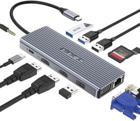 img 4 attached to TXE 12 в 1 док-станция USB C с тройным дисплеем 4K Dual HDMI, VGA, PD3.0, USB3.0, USB2.0, Ethernet - для MacBook и ноутбуков с Type C