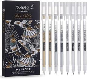 img 4 attached to 🐼 PANDAFLY Premium Gel Pen Set - White, Gold and Silver Gel Ink Pens, Archival Ink Fine Tip Sketching Pen for Black Paper Drawing, Illustration Design and Adult Coloring Book, Pack of 8