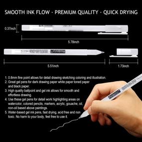 img 2 attached to 🐼 PANDAFLY Premium Gel Pen Set - White, Gold and Silver Gel Ink Pens, Archival Ink Fine Tip Sketching Pen for Black Paper Drawing, Illustration Design and Adult Coloring Book, Pack of 8