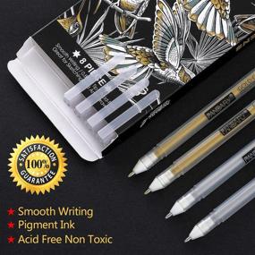 img 3 attached to 🐼 PANDAFLY Premium Gel Pen Set - White, Gold and Silver Gel Ink Pens, Archival Ink Fine Tip Sketching Pen for Black Paper Drawing, Illustration Design and Adult Coloring Book, Pack of 8