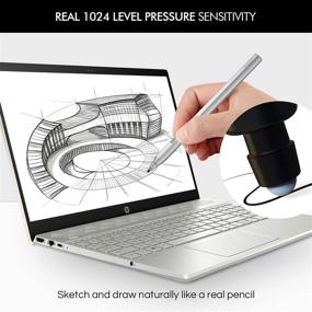 img 3 attached to Uogic Stylus Pen for HP Laptops - 1024 Pressure Sensitivity, Tilt & Palm Rejection, Flex & Soft HB Tip - Compatible with HP Specter X360, Envy X360, Pavilion x360, Spectre x2, and Envy x3 Laptop - Rechargeable