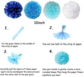 img 3 attached to Blue Party Decorations Hanging Set: Tissue Paper Poms, Flower Paper Fans, Lanterns, and Honeycomb Balls for Birthday, Baby Shower, Wedding, Boy Prince Party Supplies