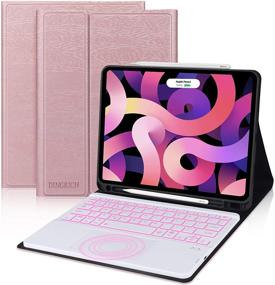 img 4 attached to 📱 iPad Air 4 Keyboard Case with Touchpad 10.9 inch - Backlit Detachable Keyboard | Pink Folio Cover with Pencil Holder