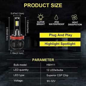 img 3 attached to 🌟 Лампы габаритных огней Kairiyard H11 LED 3000K янтарный +8000K ледяной синий (набор из 2 штук) - сверхяркие двухцветные 55 Вт 3600 люменов, замена ламп для дневного хода.