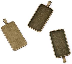 img 2 attached to 📿 Pandahall 10pcs Antique Bronze Rectangle Pendant Tray Blank Bezel Settings Clear Covers for Clear Glass Cabochon Tray: Elegant 38x19mm/1.5x0.75inch Jewellery Supplies