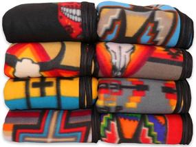 img 2 attached to 🧡 Calavera Gray Native American Southwest Cozy Lodge Blanket, Ideal for Cabin, Home, Cottage or Chalet - 80" x 60