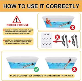 img 1 attached to 🔌 Portable Electric Water Heater - Immersion Water Heater, 1500W with LCD Thermometer & Stainless Steel Protective Cover, Ideal for Bathtub, Inflatable Pool, Camping (Black)