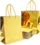 🛍️ 24 pack of small gold gift bags with handles (9.25 x 8 x 4.25 in) logo