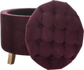 img 2 attached to 🏠 Safavieh Hudson Collection Amelia Tufted Storage Ottoman, Bordeaux: Stylish and Functional Home Storage Solution