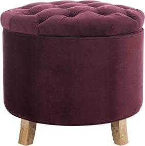 img 1 attached to 🏠 Safavieh Hudson Collection Amelia Tufted Storage Ottoman, Bordeaux: Stylish and Functional Home Storage Solution