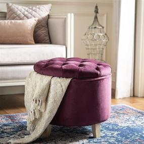 img 3 attached to 🏠 Safavieh Hudson Collection Amelia Tufted Storage Ottoman, Bordeaux: Stylish and Functional Home Storage Solution