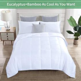 img 2 attached to 🌿 HOMBYS Lightweight Cooling Eucalyptus Bamboo Fill Tencel Comforter Queen Size, 100% Lyocell Shell, Silky Summer Comforter, Down Alternative Comforter Duvet Insert, Ideal for Night Sweats and Hot Sleepers