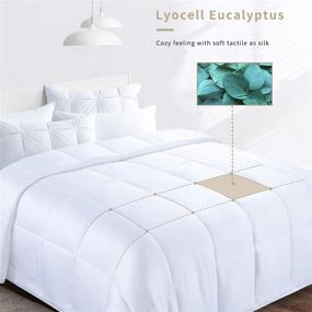 img 1 attached to 🌿 HOMBYS Lightweight Cooling Eucalyptus Bamboo Fill Tencel Comforter Queen Size, 100% Lyocell Shell, Silky Summer Comforter, Down Alternative Comforter Duvet Insert, Ideal for Night Sweats and Hot Sleepers
