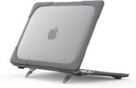 💻 avakot macbook pro 13 inch case 2020 m1 a2338/a2289/a2251 - heavy duty slim hard shell protective cover with touch id & foldable kickstand, gray logo