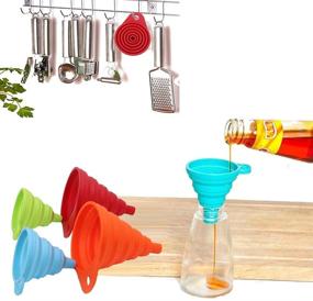 img 1 attached to 🌈 Collapsible Silicone Funnel Set of 4 by KongNai - Small and Large Sizes, Foldable Kitchen Gadgets for Liquid Transfer, Food Grade