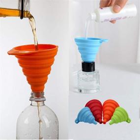 img 2 attached to 🌈 Collapsible Silicone Funnel Set of 4 by KongNai - Small and Large Sizes, Foldable Kitchen Gadgets for Liquid Transfer, Food Grade