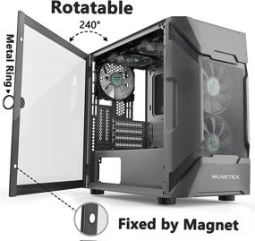 img 2 attached to Корпус игрового компьютера MUSETEX MK7-GN5 Micro-ATX: мешковый дизайн, 5 вентиляторов ARGB, порты USB 3.0, панель из закаленного стекла.