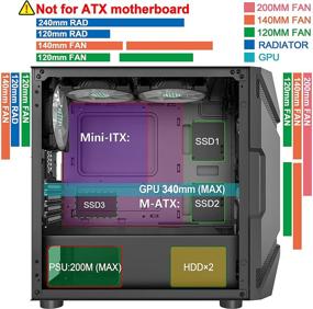 img 1 attached to Корпус игрового компьютера MUSETEX MK7-GN5 Micro-ATX: мешковый дизайн, 5 вентиляторов ARGB, порты USB 3.0, панель из закаленного стекла.