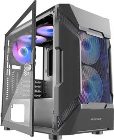 img 4 attached to MUSETEX MK7-GN5 Micro-ATX Gaming PC Case: Mesh 🎮 Design, 5 ARGB Fans, USB 3.0 Ports, Tempered Glass Panel