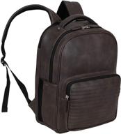 🎒 kenneth cole on track pack: веганская кожаная сумка для ноутбука и планшета с защитой от кражи rfid, коричневый - идеальна для школы, работы и путешествий. логотип