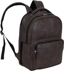 img 4 attached to 🎒 Kenneth Cole On Track Pack: Vegan Leather Laptop & Tablet Bookbag with Anti-Theft RFID, Brown - Perfect for School, Work & Travel