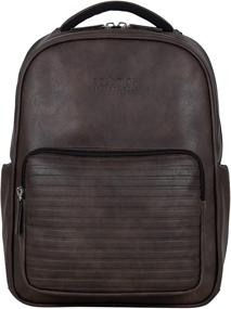 img 3 attached to 🎒 Kenneth Cole On Track Pack: Vegan Leather Laptop & Tablet Bookbag with Anti-Theft RFID, Brown - Perfect for School, Work & Travel