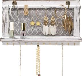 img 1 attached to 🏡 ASHLEYRIVER Farmhouse White Rustic Jewelry Organizer: Wall-Mounted Bracelet Rod for Earrings, Necklaces, Bracelets & More