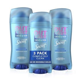 img 4 attached to Secret Outlast Invisible Solid Antiperspirant Deodorant, Completely Clean, 2.6 oz (Pack of 3)