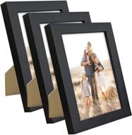 🖼️ imhome solid wood picture frame set - 5x7 black 3 pack - perfect for wall décor or tabletop display with plexiglass логотип