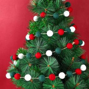 img 2 attached to 🎄 Christmas Felt Ball Garlands: 2-Piece Pom Pom Ball Banner for Festive Party Decorations in Red, Green, and White