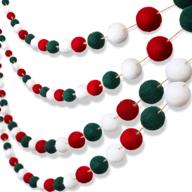 🎄 christmas felt ball garlands: 2-piece pom pom ball banner for festive party decorations in red, green, and white logo