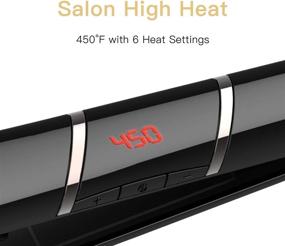 img 2 attached to 🔥 MIRACOMB Titanium Flat Iron Hair Straightener and Curler - Professional Styling Tools with Ionic Wand, 1 Inch Mirror Floating Plates, 6 Digital Temp Settings, and Auto Shut Off - Gold Elegance